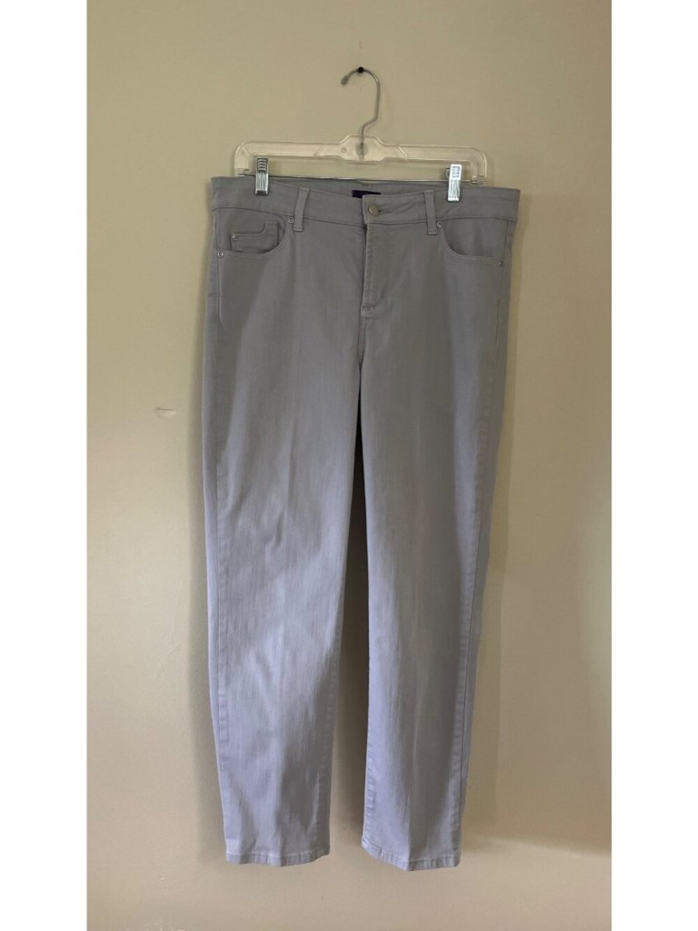 NYDJ Womens Size 12 Light Gray Denim Jeans High Rise Ankle Lift-Tuck Technology